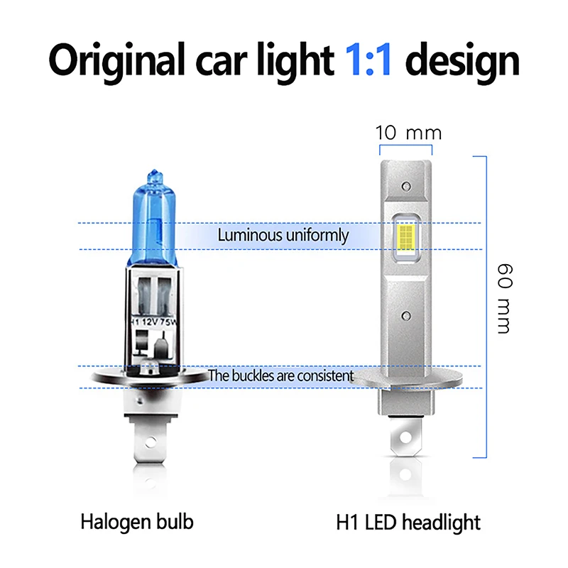 1 Stück h1 Glühbirnen antike Mini Größe 6500k weiß super helle LED Nebels chein werfer Glühbirnen Stunden Lebensdauer Auto LED Front scheinwerfer