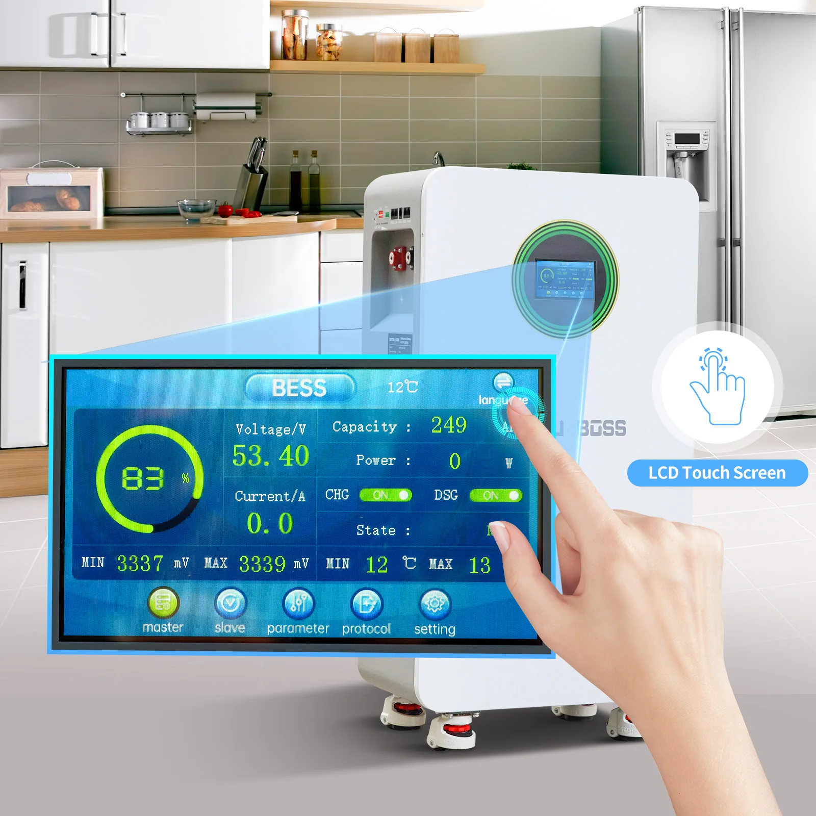 DATOUBOSS 15kwh lifepo4 Battery 300Ah 51.2V 8000 Cycles Support With Touch Screen Datouboss Removable LiFePo4 for RV Use
