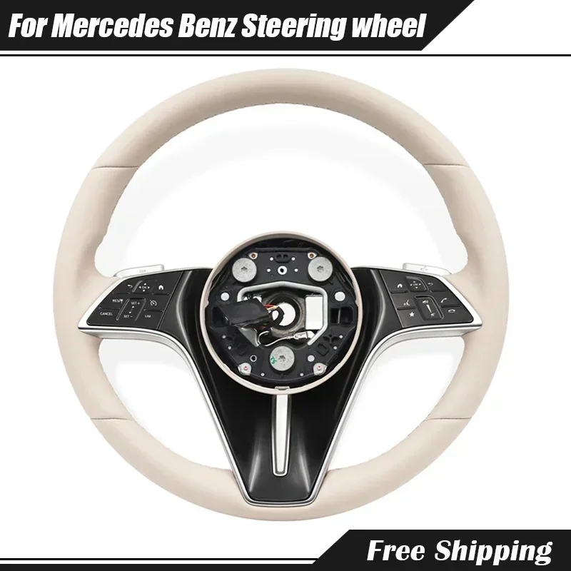 Car Steering Wheel Beige For Mercedes Benz W221 W222 W223 W204 W205 W167 W177 S65 GLA GLK GLC GLS GLS SKL MLS Car Accessories