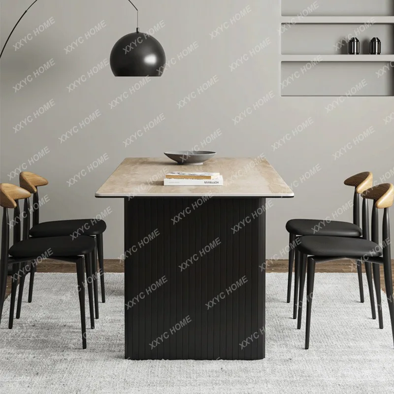 

M Travertine Slate Dining Table Modern Simple Household Rectangle Dining Minimalist