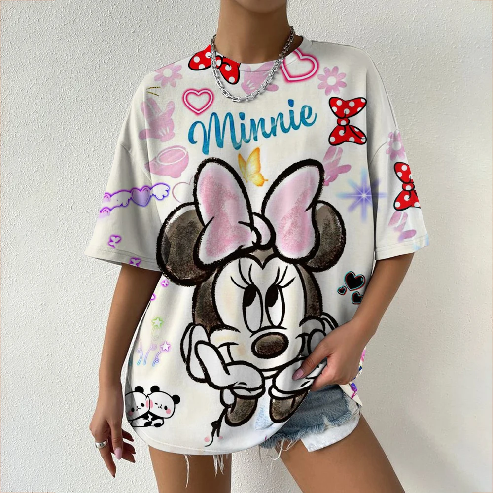 2025 Anime Disney Women T-shirt Y2k Kawaii Summer T Shirt Nurse Graphic Streetwear Korean Fashion Mickey Mouse Cute Clothing Top