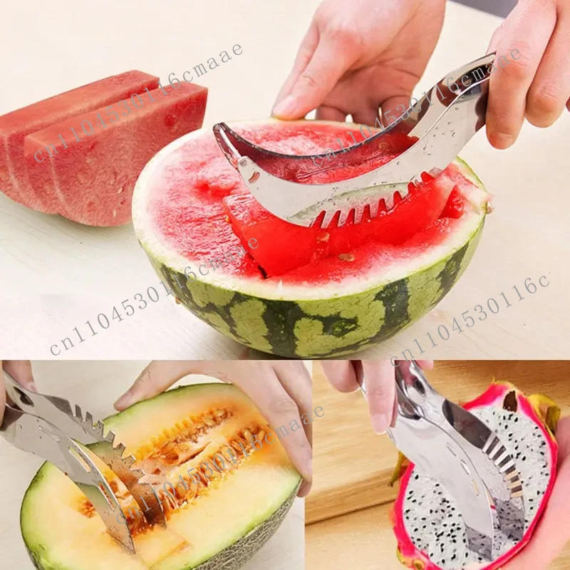 New stainless steel watermelon coring knife manual kitchen accessories with clips for cutting fruits and vegetables