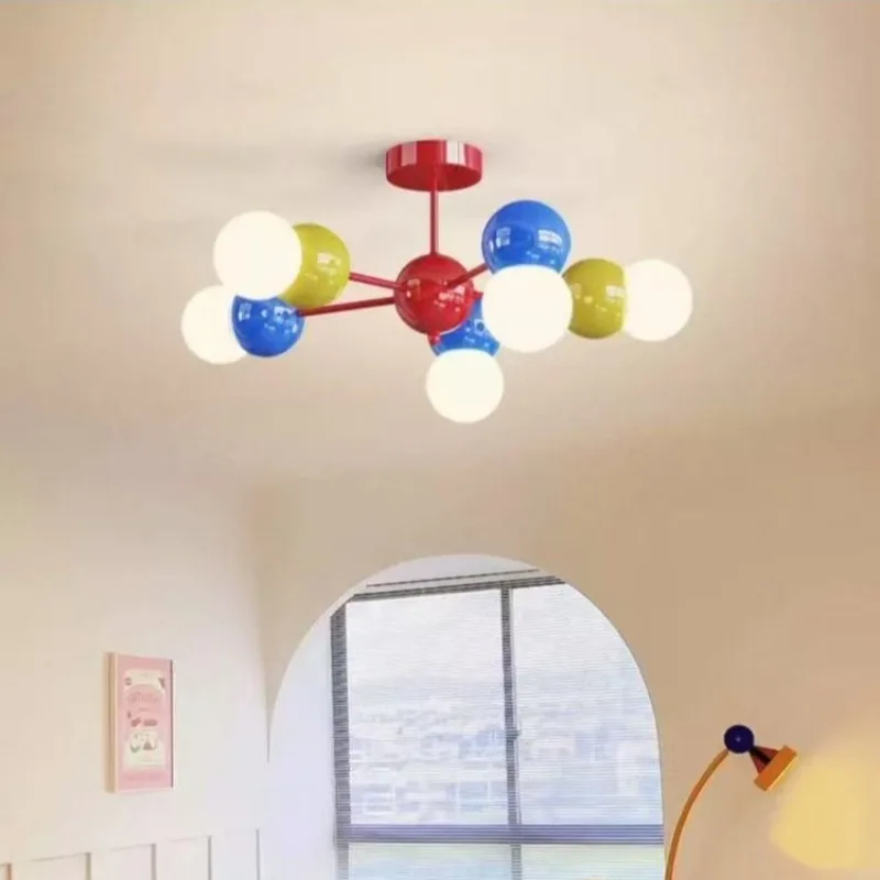 Macaron Children's Room Lighting New Cream Wind Planet Chandelier Living Room Bedroom Color Ceiling Lights