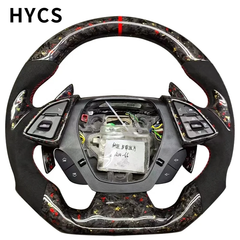 Custom Forged Carbon Fiber for  Steering Wheel Cover Personalized Sport Interior Accessory for Corvette C6 C7 C8 Cars