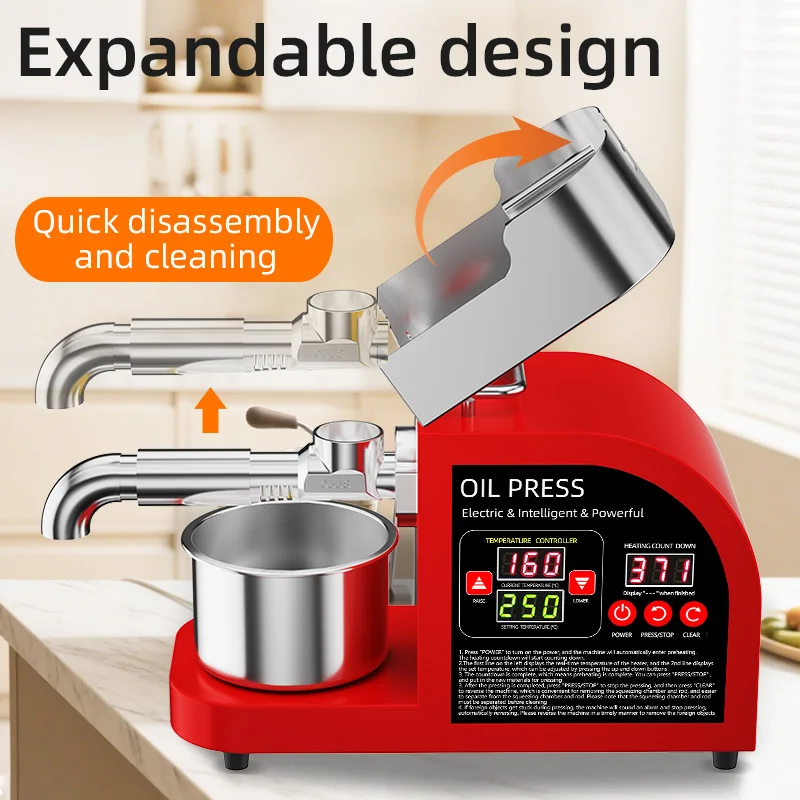 X6 Smart Oil Press High Power Heater Stainless Steel Press Chamber for Peanut Rapeseed Sesame Olive Kernels Coconut Oil