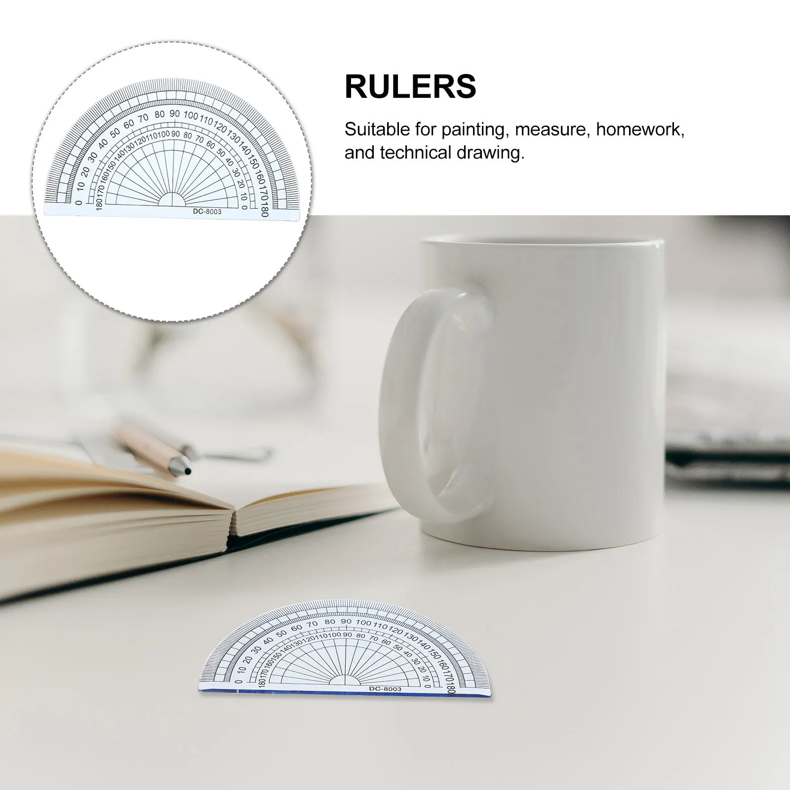 20Pcs 4 Inch 10Cm Transparent Plastic Protractor 180 Degrees Precision Angle Measurement Tool for Students Teachers School