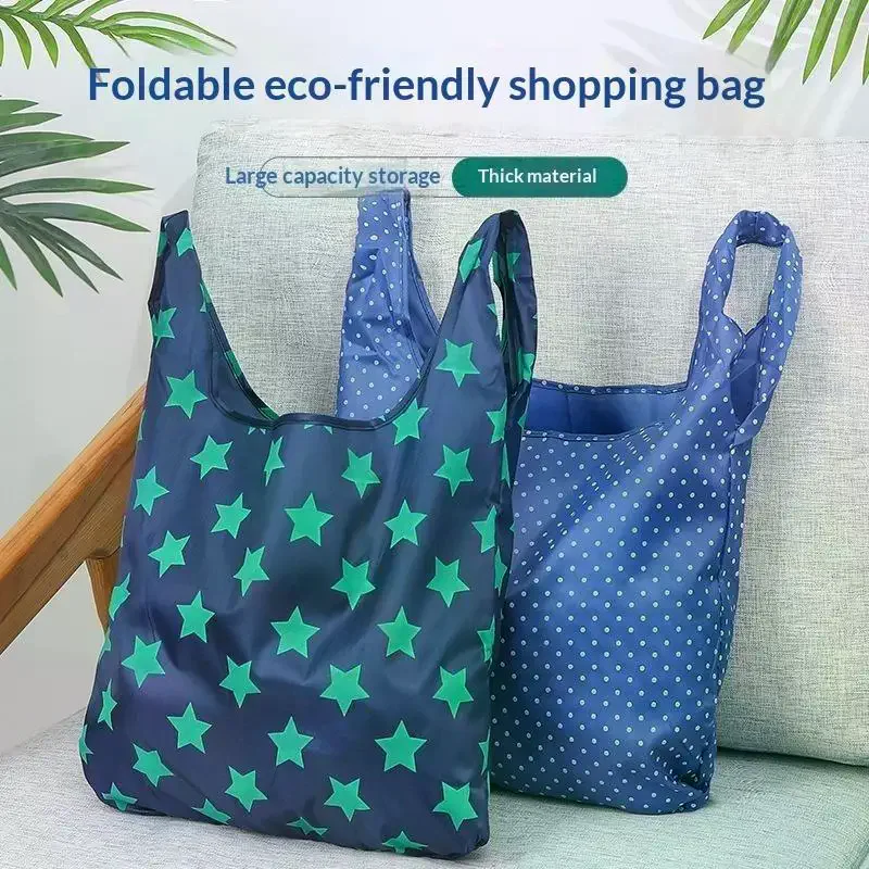 Foldable Reusable Shopping Bags Large Capacity Thick Durable Cute Print For Grocery Shopping Travel