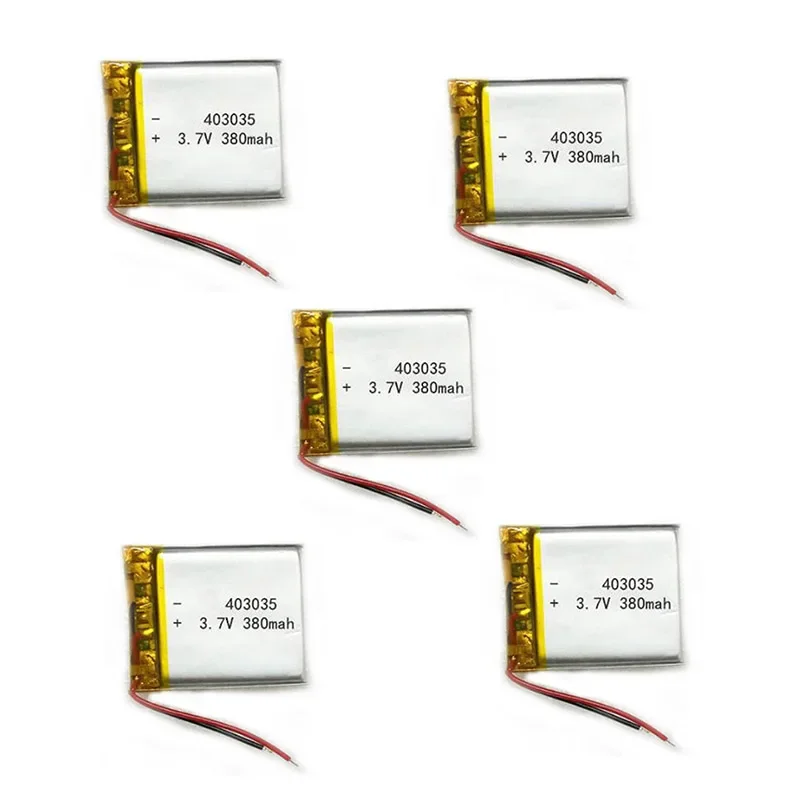 

5pcs Banggood 3.7V 380mAh 403035 043035 Lipo Polymer Lithium Rechargeable Li-ion Battery Cells for GPS MP3 MP4 Smart Watch