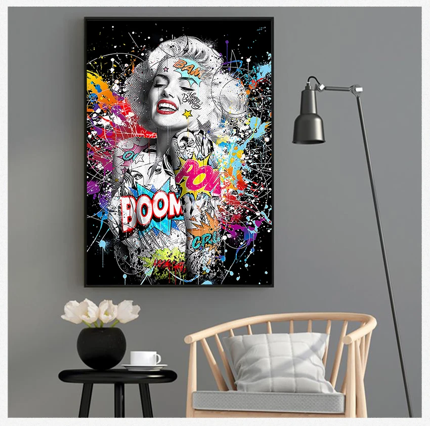 Art Poster Sexy Portrait Canvas Wall Pictures Street Art for Home Decor Black White Graffiti Marilyn Monroe Art Prints Pop