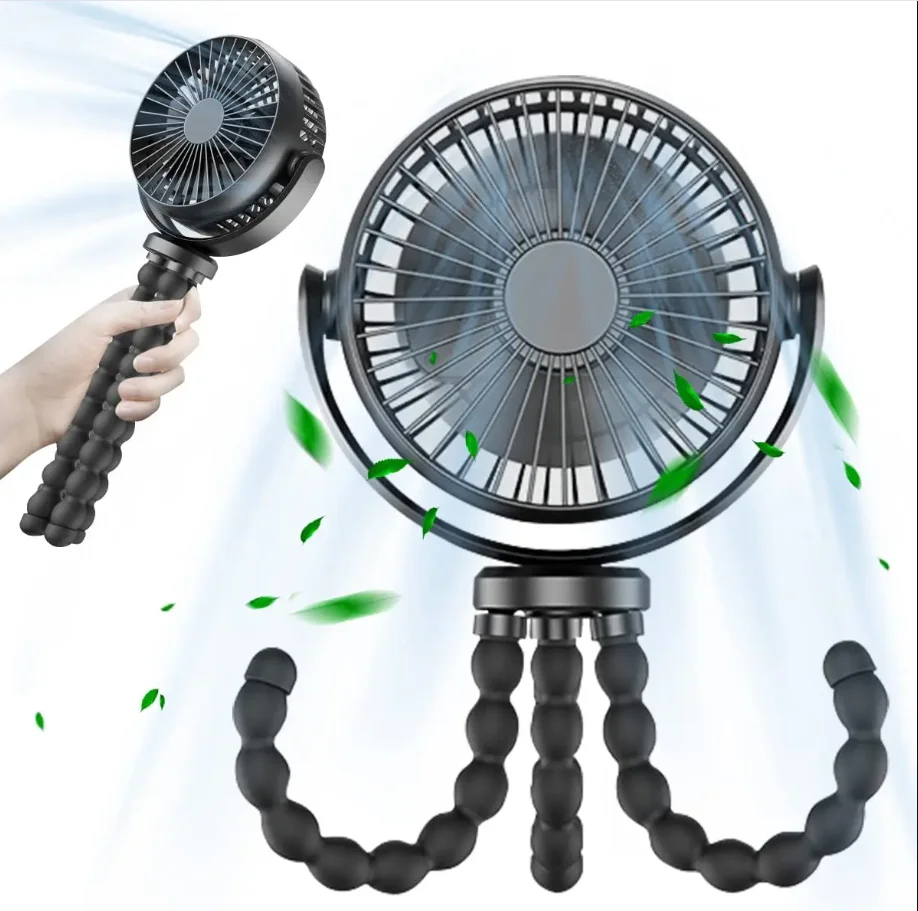 

ZK40 Stroller Fan Hand Held USB 5200mAh Battery Powered Small Folding Fans Mini Ventilator Silent Table Outdoor Cooler Neck Fan