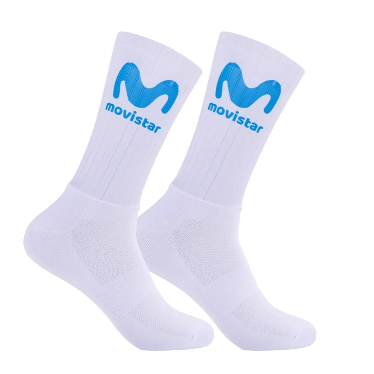 LASER CUT ONE PAIR MovistarFUL TEAM Calcetines de ciclismo antideslizantes para carreras de bicicletas de carretera al aire libre MITI transpirables para hombres y mujeres