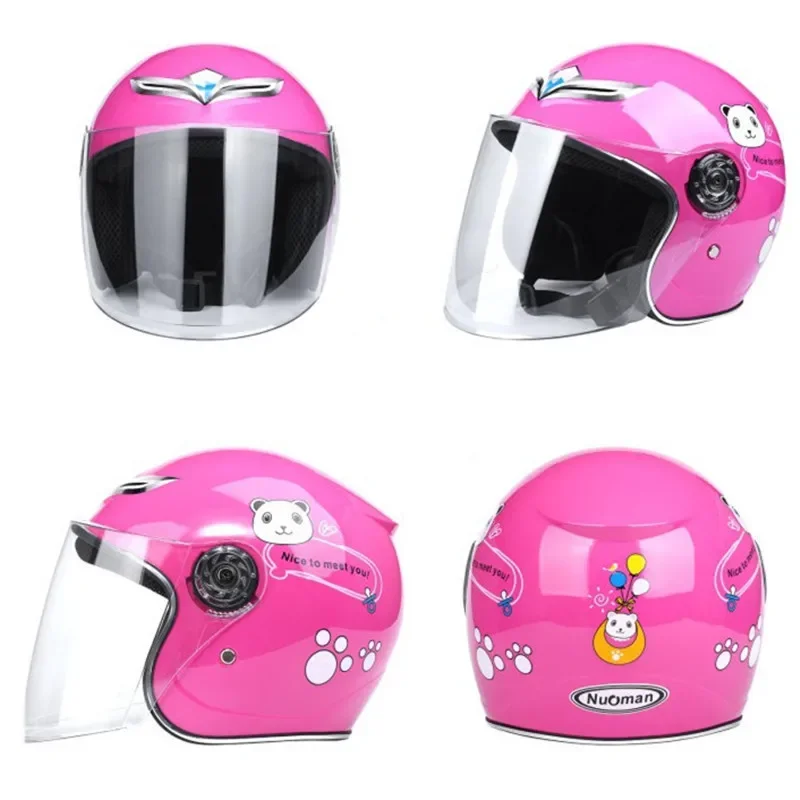 Kids Motorcycle Helmet Electric Bicycle Open Face Dual Lens Visors Summer Scooter Motorbike Bike Riding Safety Gear for Children