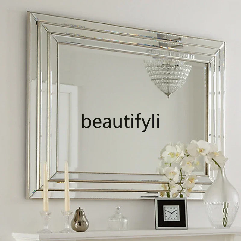 

New arrive Bathroom retro old European vanity mirror wall hanging bedroom dressing vanity mirror aisle entrance mirror