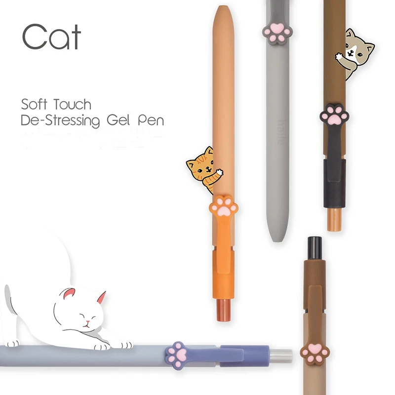 Cute Cat Paw Retractable Press Gel Pens 0.5mm Black Ink Ballpoint Pen Kawaii School Student Writing Stationery Supplies