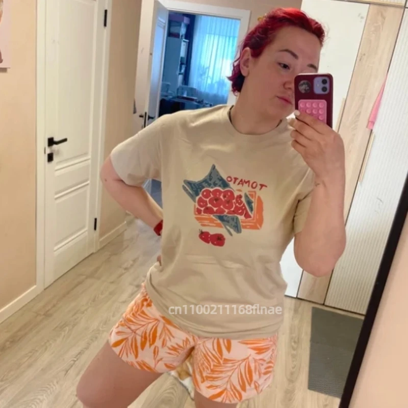เสื้อยืดแขนสั้นผ้าไหมนมพิมพ์ลายสไตล์เกาหลี รุ่นใหม่ประจำฤดูร้อนปี 2025 สำหรับผู้หญิง สวมใส่สบาย