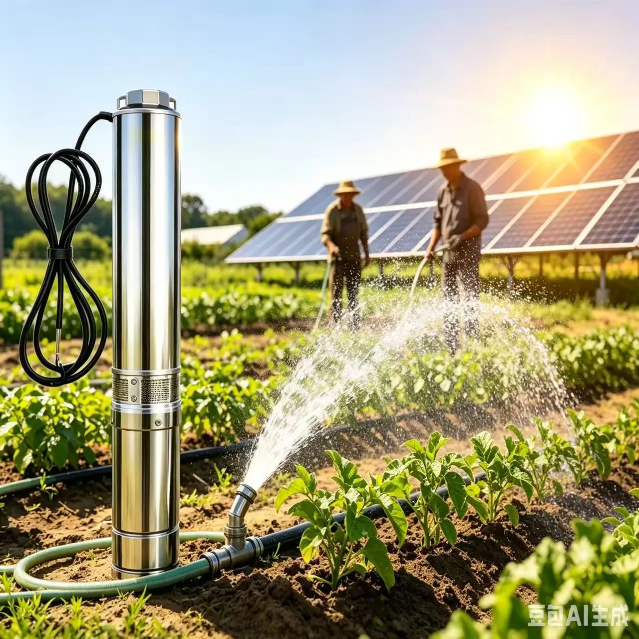 4Inch Body 2inch Outlet 1500W Solar Deep Well Pump DC120V(90-160V）Solar DC Brushless Impeller Drilling Water Pump