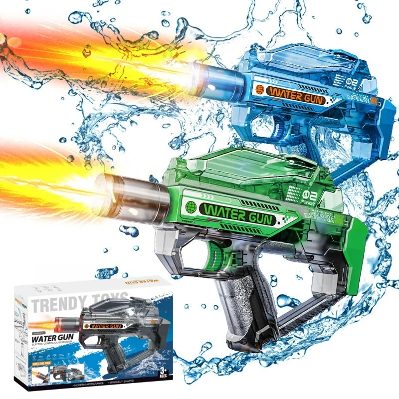 Kids Electric Water Gun Toys Transparent High Pressure Children Automatic Water Spray Guns Summer Outdoor Shooting Game Toy Gift