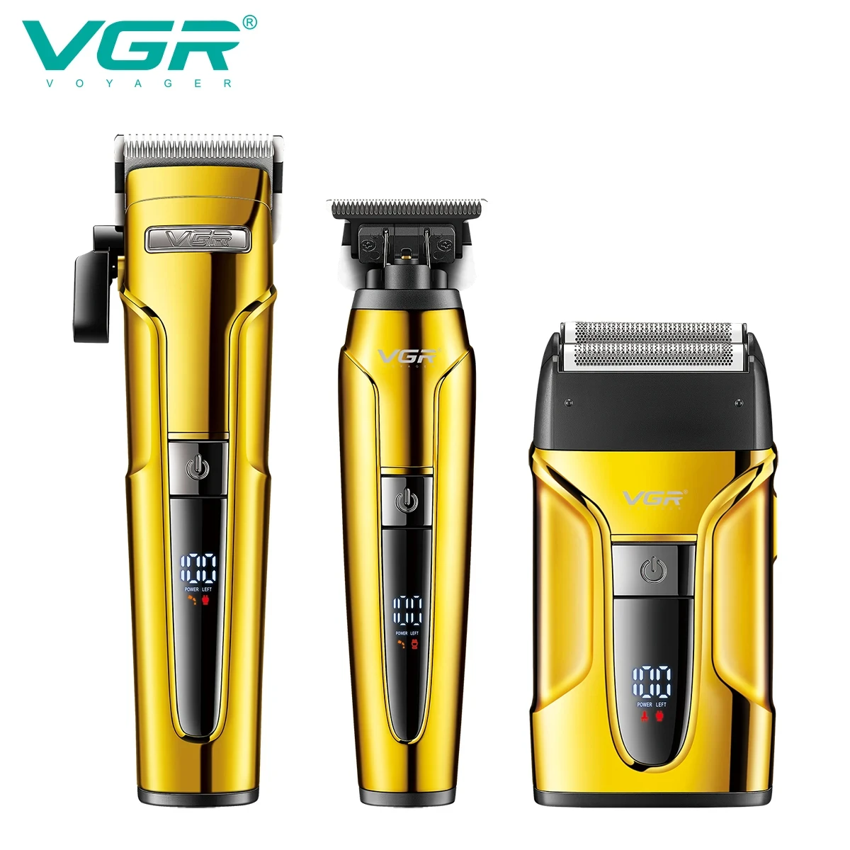 VGR 3-in-1 ヘアトリミングセットプロフェッショナルハイエンド電動プッシュクリッパーオイルヘッド彫刻プッシャー LED 往復シェーバー V-694