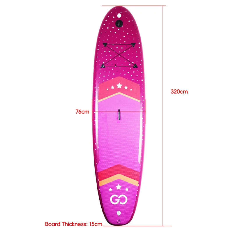 Inflatable SUP Board, Red Luminous LED Light, Night Glow Drop Stitch PVC with EVA Pad, for Lake Ocean River Night Surfing Yoga