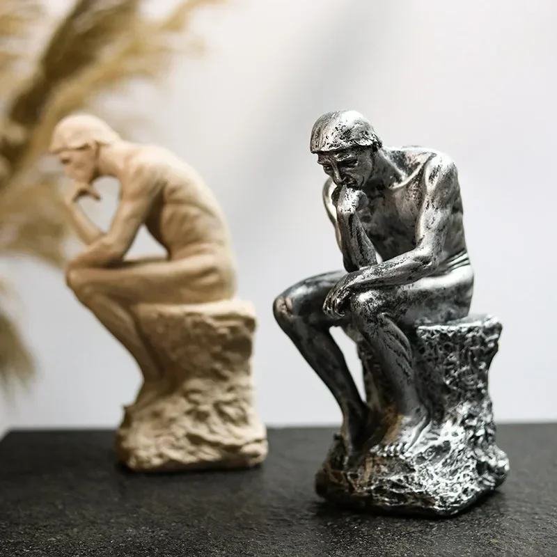 

Retro Thinker Statue Ornaments Creative Europe People Figurines Resin Home Office Study Sculpture Decor Rodin Art Crafts Gifts