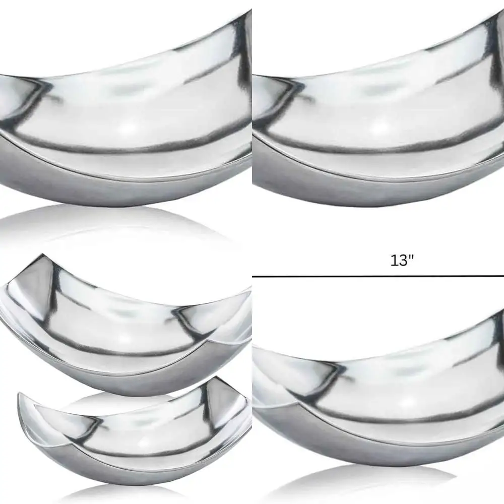 

Modern Silver Aluminum Small Serving Bowl, Shiny Accent for Home or Office Decor