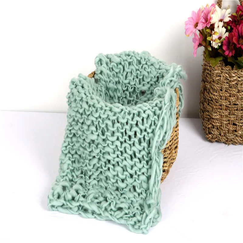 Hand Crochet Blanket Basket Filler Strtetchy Baby Photography Props Newborn Photo Shoot Accessories Backdrop Square Knitted Rug