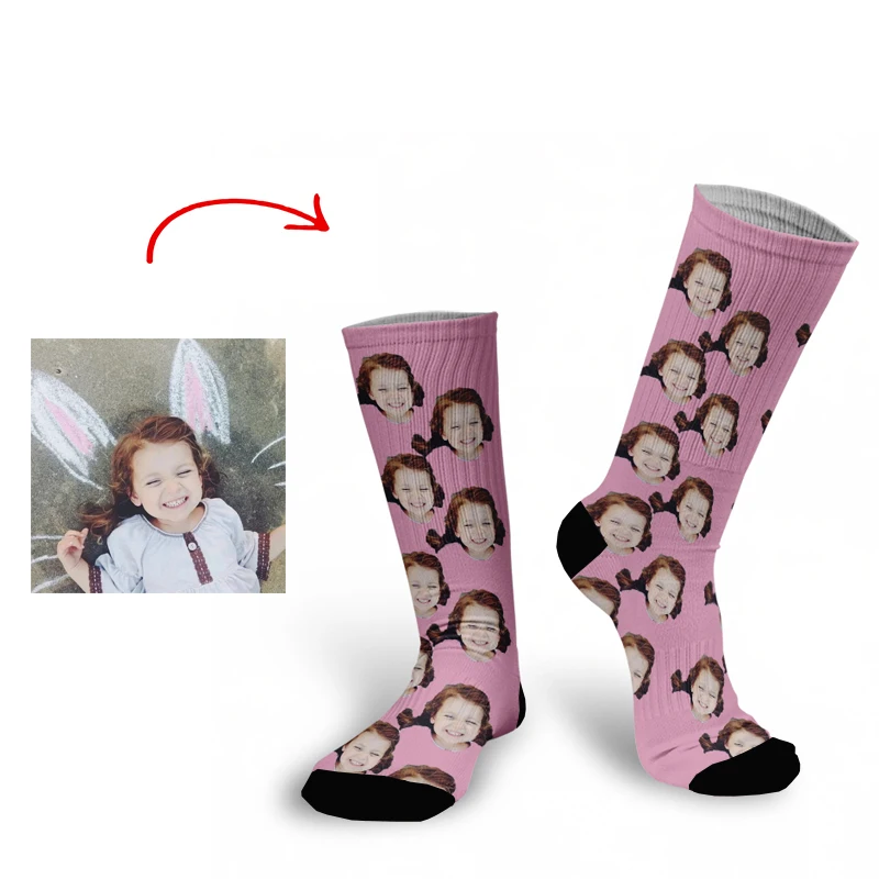 Personal Customized Avatar Printed Socks for Men Women Fashion Funny Cotton Long Socks for Children DIY Design Compression Socks