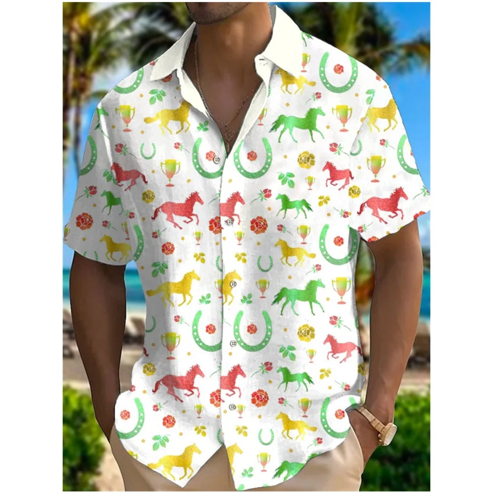 Camisa de manga corta para hombre, camisa hawaiana transpirable, suelta, informal, a la moda, de verano