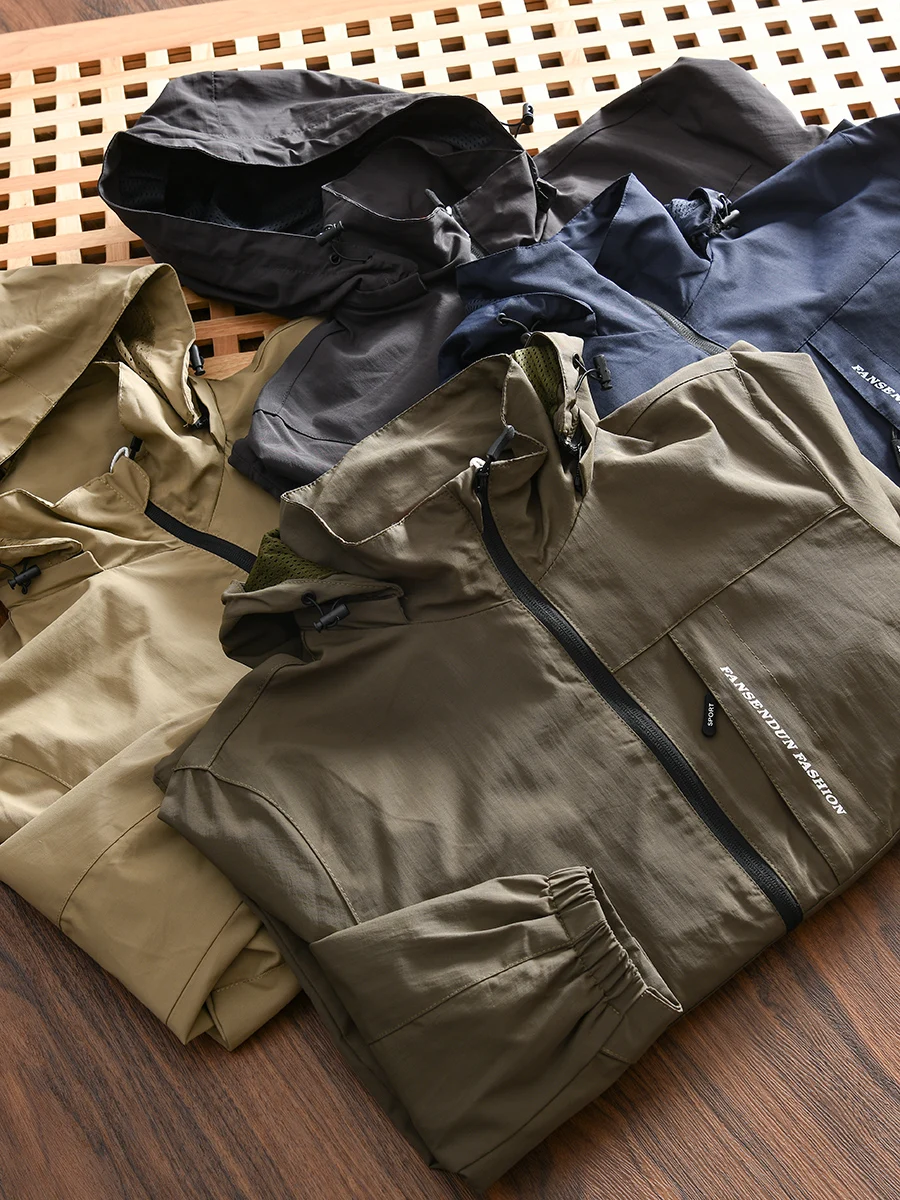 

Tech Windproof Waterproof Fabric Men's Spring Autumn Outdoor Jacket Coat Standard Fit Fashion Urban Nylon Long Sleeve Zipper