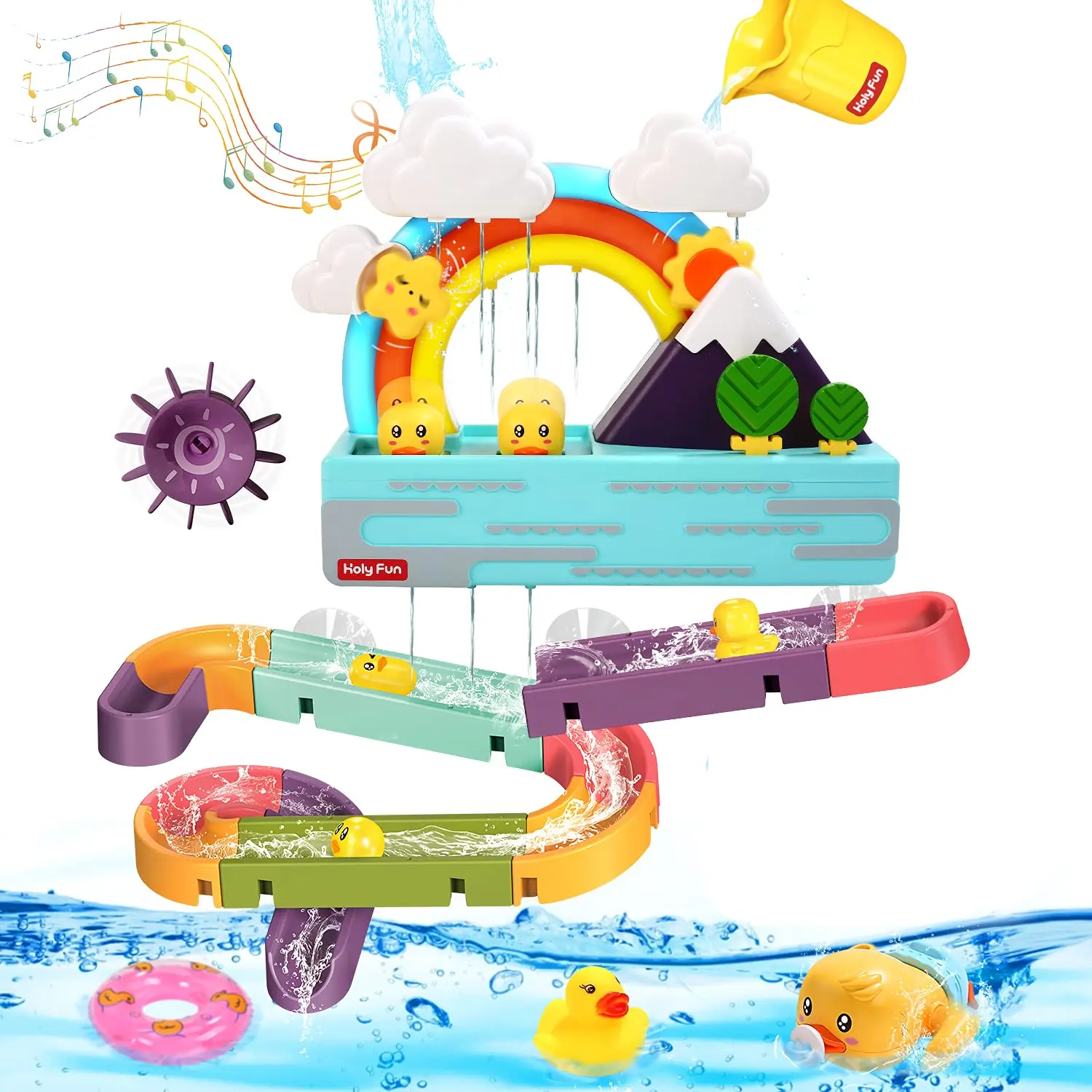 Bath Duck Toy with Rainbow Light and Music Toddlers Bathtub Toy Baby Shower Toy Educational Water Game Toy for Children Gifts