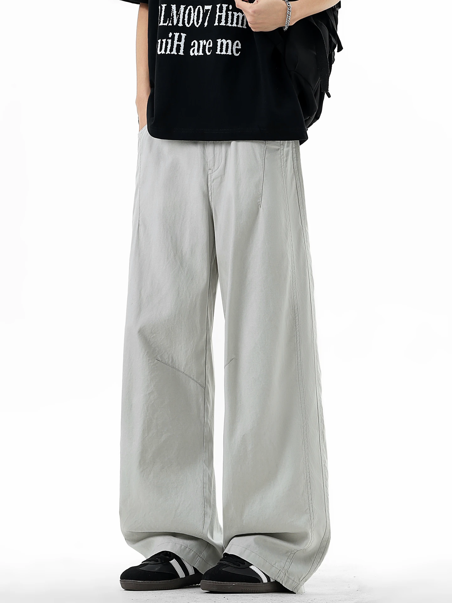 

Wukong Has Goods Summer American Deconstructed Patchwork Lyocell Cool Sensation Breathable Straight Leg Workwear Pants Men Re...
