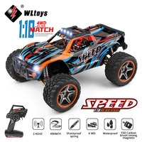 WLtoys 104009 1/10 Monster Truck 45KM/H 4WD Alloy Electric 4x4 Large Remote Control Car Drift Offroad 2.4G LED Light Toys Rc Car