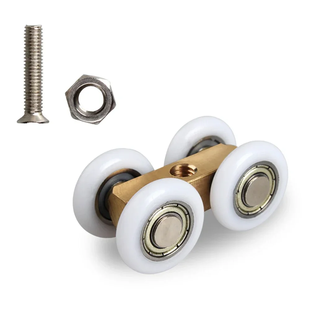 Door Hardware Roller Bathroom 4.4cmx2.2cm Adjustable Copper Four-wheel Hanging Glass Pulley No Rust Slide Door