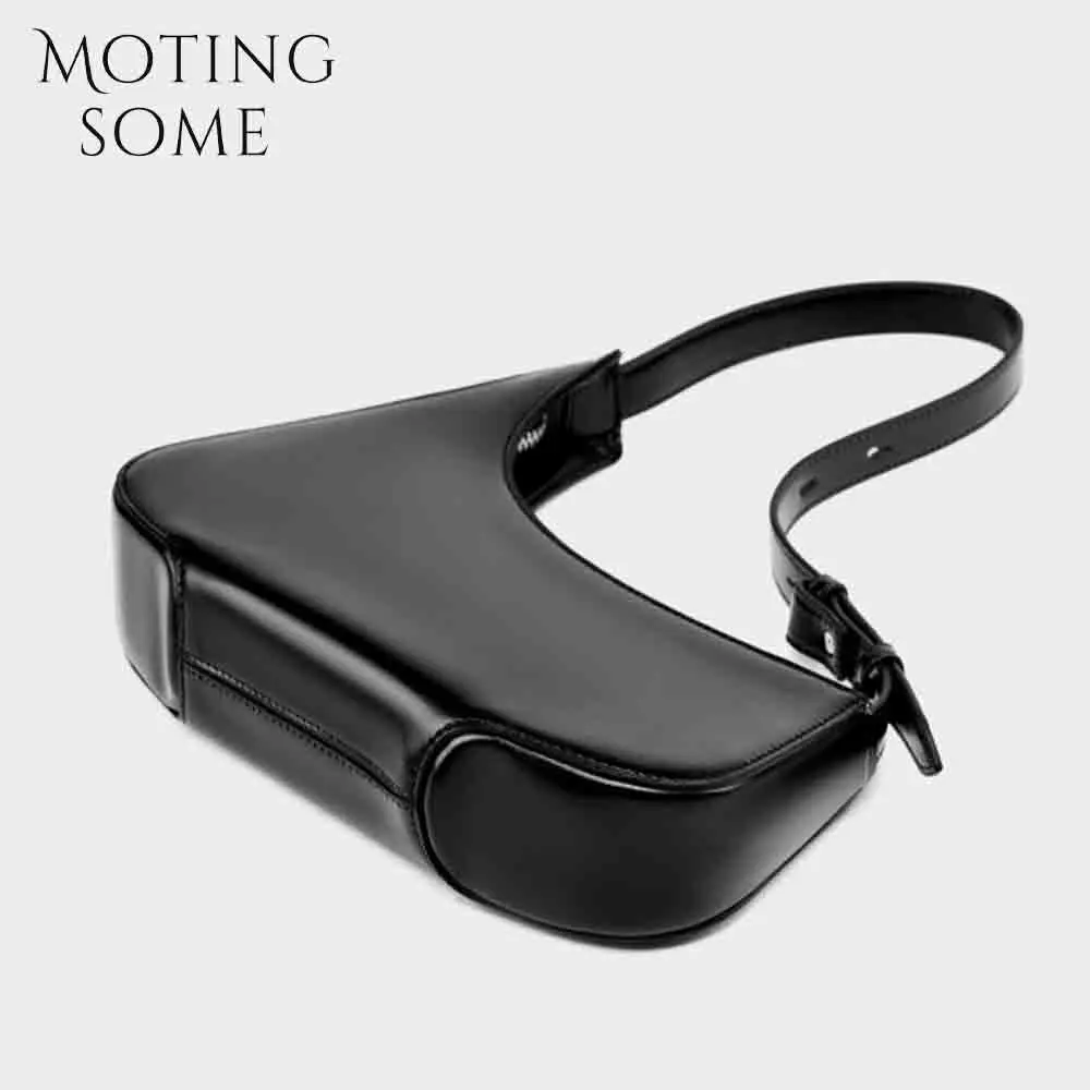 Motingsome Halfmoon Shoulder Bag Women Leather Bags High Quality Fashion Lady Underarm Saddle Luxury Designer Handbag 2024 New