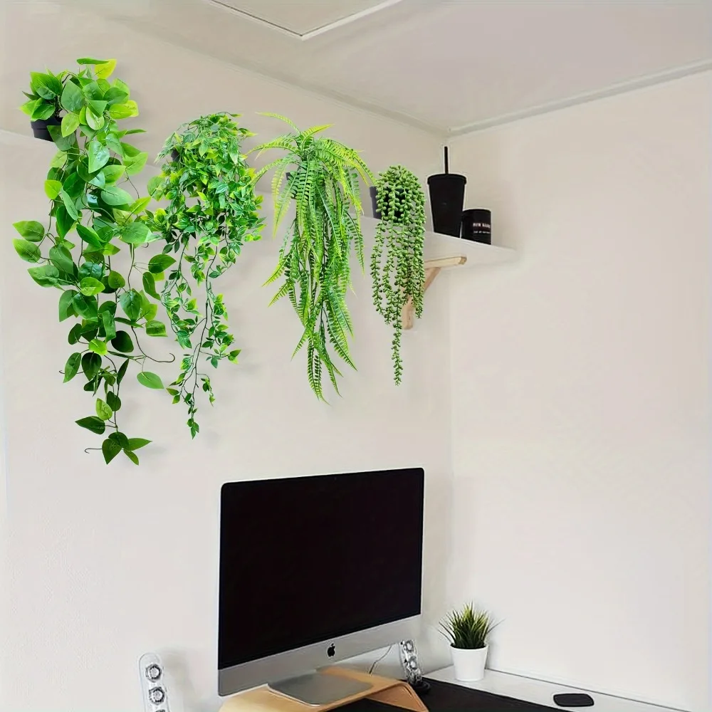 نباتات اللبلاب الاصطناعية أوراق بلاستيكية مع أواني الزفاف السنة الجديدة زينة عيد الميلاد للمنزل حديقة DIY غرفة المعيشة الجدار الشنق #3