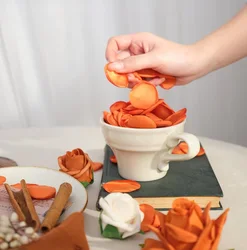 100pcs Orange Rose Petals for Wedding Handmade Silk Flowers Marriage Decoration Valentines Day Artificial cañon petalos boda