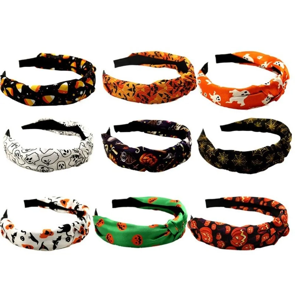 أزياء الرهيبة اليقطين رئيس عقال مهرجان ارتداء القوطية أعلى عقدة عقال ديكور القط الأسود شبح طباعة هيرباند حزب #3