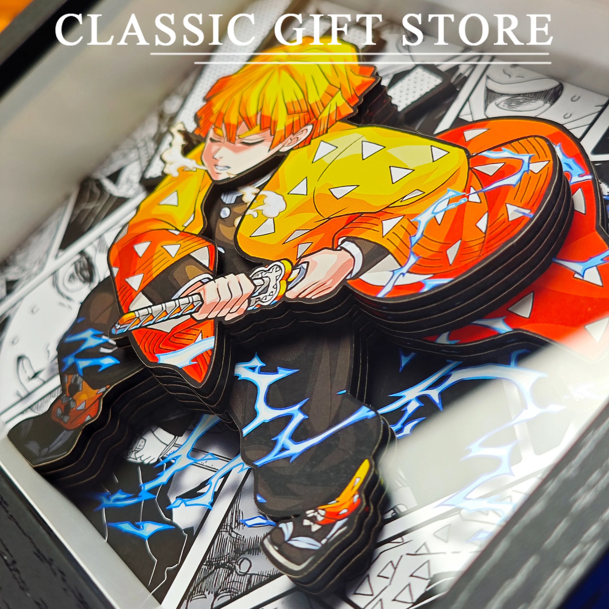 Demon Slayer 3D Decoratieve Schilderkunst Kamado Tanjirou Agatsuma Zenitsu Figuur Handgemaakte Decoratieve Fotolijst Desktop Decoratie