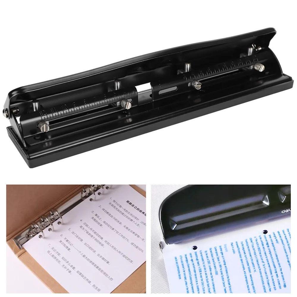 1pcs 4-Hole Design Paper Punching Machine Non-Slip Base Adjustable Spacing Adjustable Hole Puncher Desktop Ring Puncher