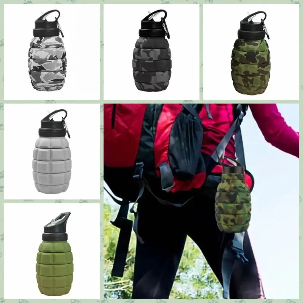 Silicone Retractable Grenade Water Bottle 580ML Collapsible Sports Water Bottle High Temperature Resistant Reuseable