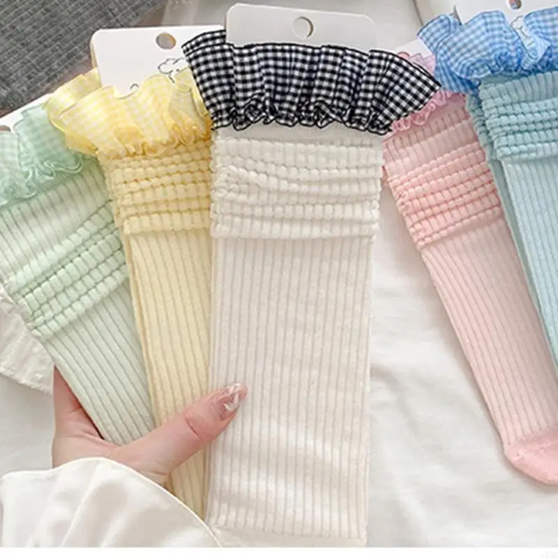 C63C 1 زوج تحت الركبة الجوارب للأطفال الرضع متقلب الدانتيل الفتيات الجوارب سن 3-13Y #4