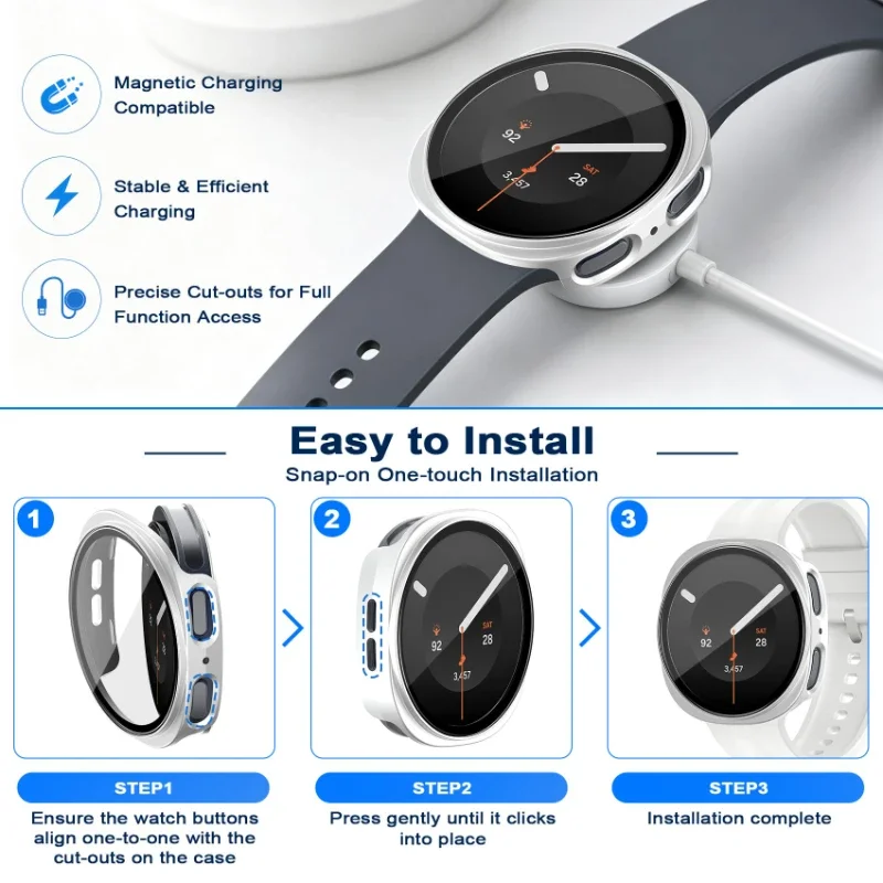 Gehärtetes Glas + PC-Hülle für Samsung Galaxy Watch 8/9 44mm/40mm Vollständig abdeckende Schutzhülle für Galaxy Watch 8 Zubehör – Detail 3