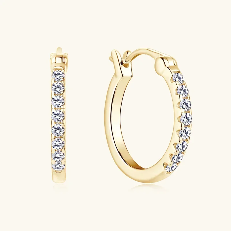 

1.8mm D Color Full Moissanite Hoop Earrings for Women Sparkling Wedding Bride Jewelry 100% 925 Sterling Silver Wholesale