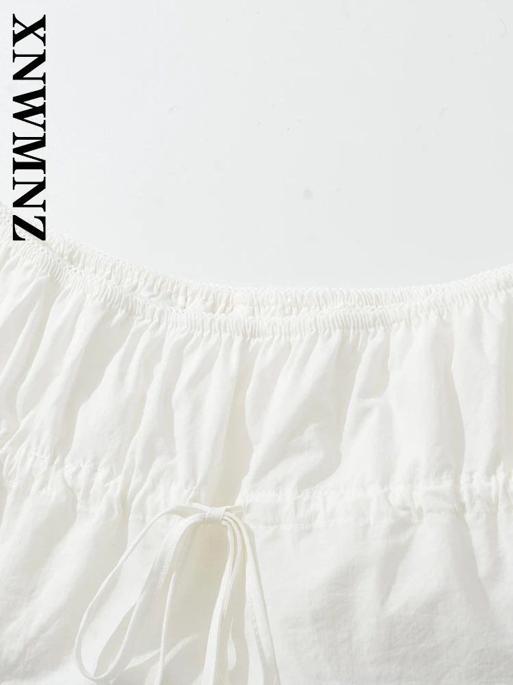 XNWMNZ 2025 Summer New Product Woman Party Sexy High Waist Chic Women Clothing White Bottoms Casual Bodycon Tie mini Skirt Pants