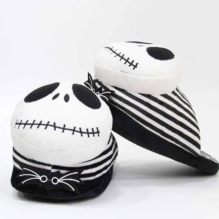 28cm Disney Movie The Nightmare Before Christmas Jack Skellington Plush Stuffed Slippers Indoor Men Women Winter Slippers Gifts