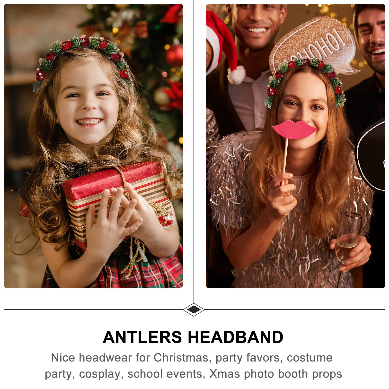 

Christmas Headband Headbands for Women Flower Prom Party Wreath Bell Wedding Hairband Xmas
