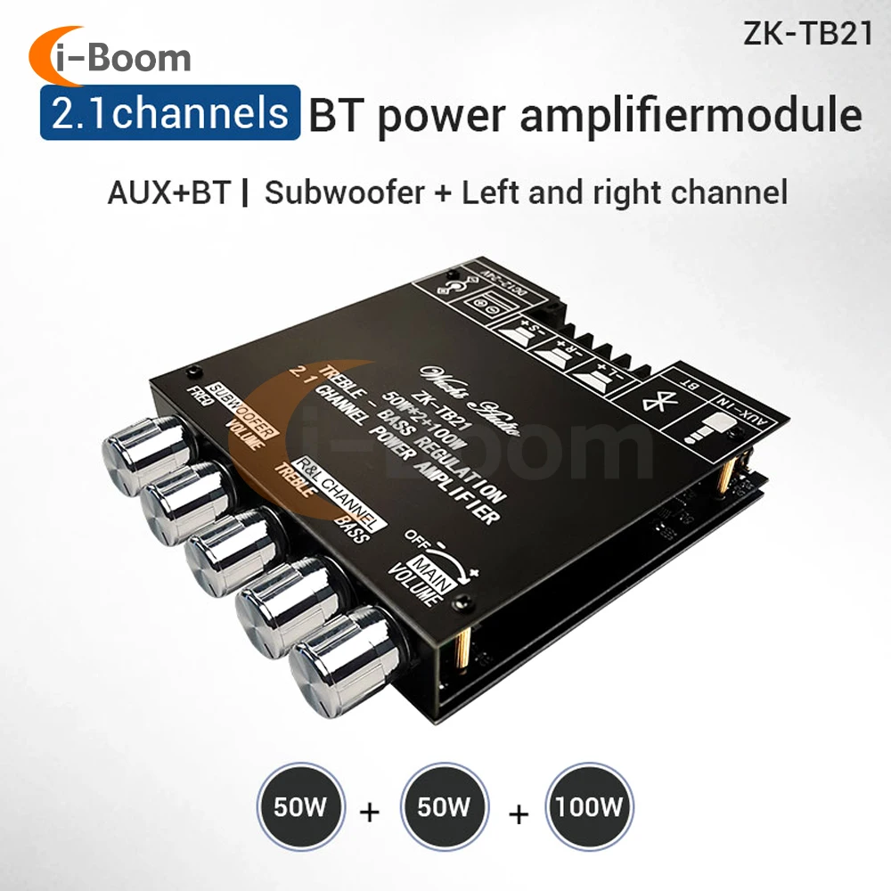 DC12-24V Audio Amplifier Module 2.1 Channel Bluetooth 5.0 TPA3116D2 Professional Grade Audio Amplifier Support Apps