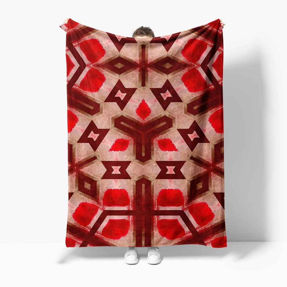 

Плюшевое одеяло красно-серого цвета с геометрическим узором, акварельный дизайн, диван-кровать, декор для гостиной, подарок