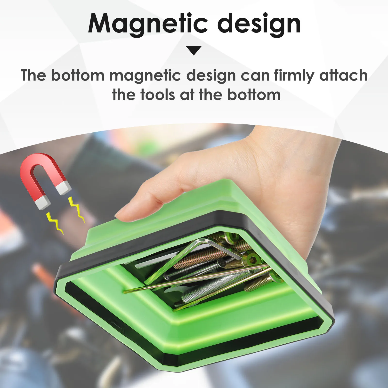3/4 Pcs Collapsible Magnetic Parts Tray Set Silicone Magnetic Tool Box Square Storage Tray Organizer for Screw Bolt Nut Washer