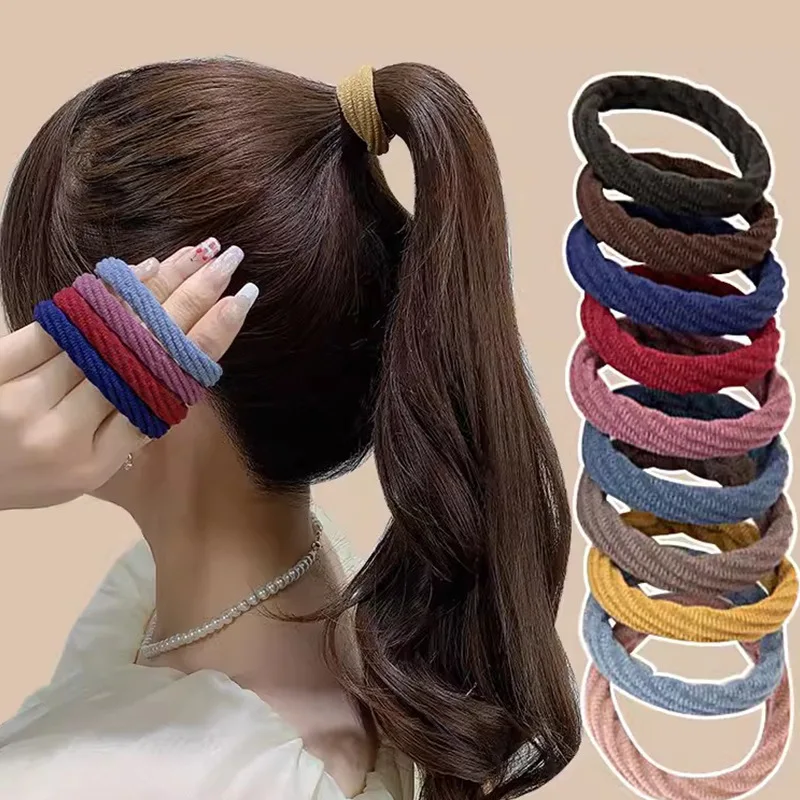 10PCS Women Girls Simple Basic Elastic Hair Bands Ties Scrunchie Ponytail Holder Rubber Bands Fashion Headband Hair Accessories